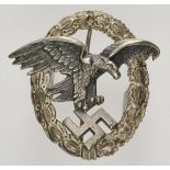 1.2.) Deutsches Reich (1933-45)Beobachterabzeichen.Buntmetall versilbert, der Adler patiniert,