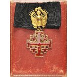 2.1.) EuropaVatikan: Orden des Heiligen Grabes von Jerusalem, Kommandeur-Kreuz, im Etui.Silber