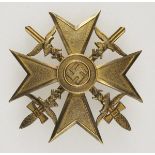 1.2.) Deutsches Reich (1933-45)Spanienkreuz, in Gold, mit Schwertern.Buntmetall vergoldet,