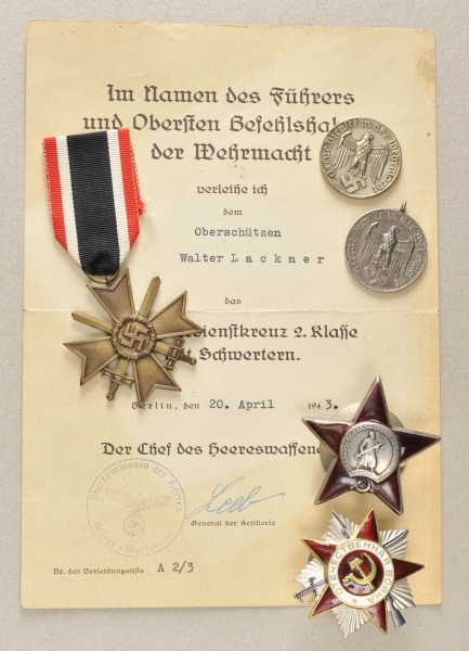 1.2.) Deutsches Reich (1933-45)Nachlass des Oberschützen Walter Lackner.Mit drei Auszeichnungen, und