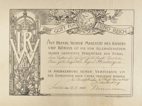 3.1.) Urkunden / DokumenteDeutsches Reich: Urkundenpaar für den Leiter des Haupt-Zoll-Amts Emden.