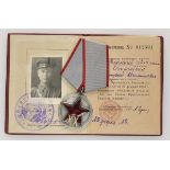 2.2.) WeltSowjetunion: Medaille XX Jahre Arbeiter- und Bauern-Armee, mit Verleihungsbuch.Silber,
