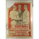 4.4.) Patriotisches / Reservistika / DekorativesAdolf Hitler Plakat.Stark beschädigt. 84 x 60 mm.