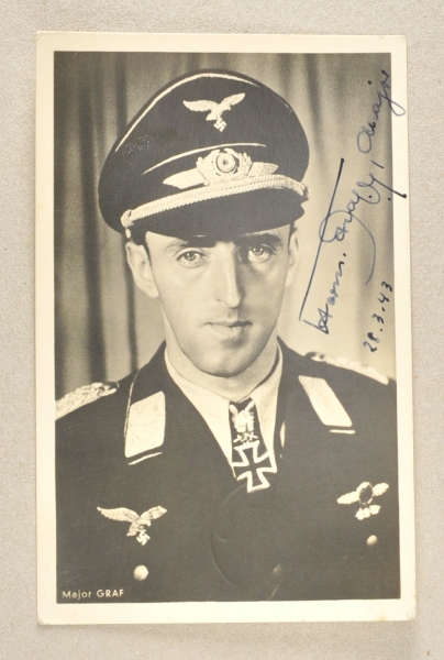 3.3.) AutographenGraf, Hermann.(1912-1988) Oberst und der erste Jagdflieger der Welt mit 200