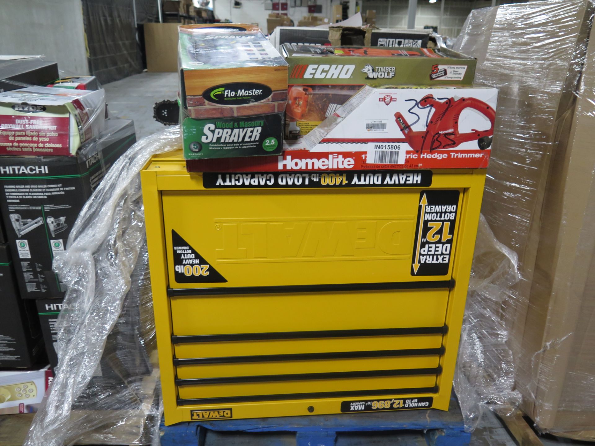 Lot of Tools Cabinets,Electric Trimmer,Chainsaw, Garden Dump Cart & Portable Air Compressor with $ - Image 5 of 5