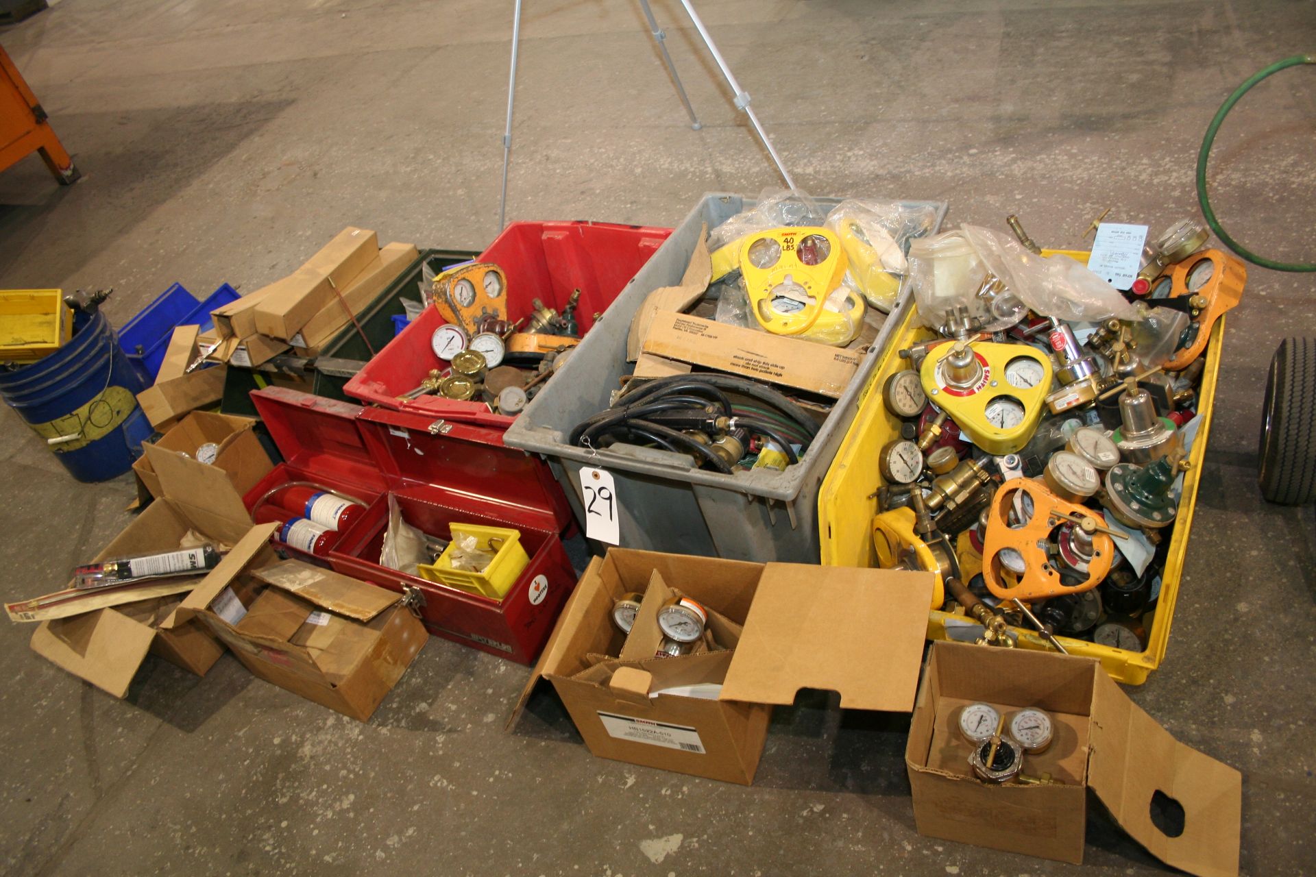 (5) Big Boxes and Multiple Small Boxes with Gauges (some new) and Misc. Torch Parts and Misc.