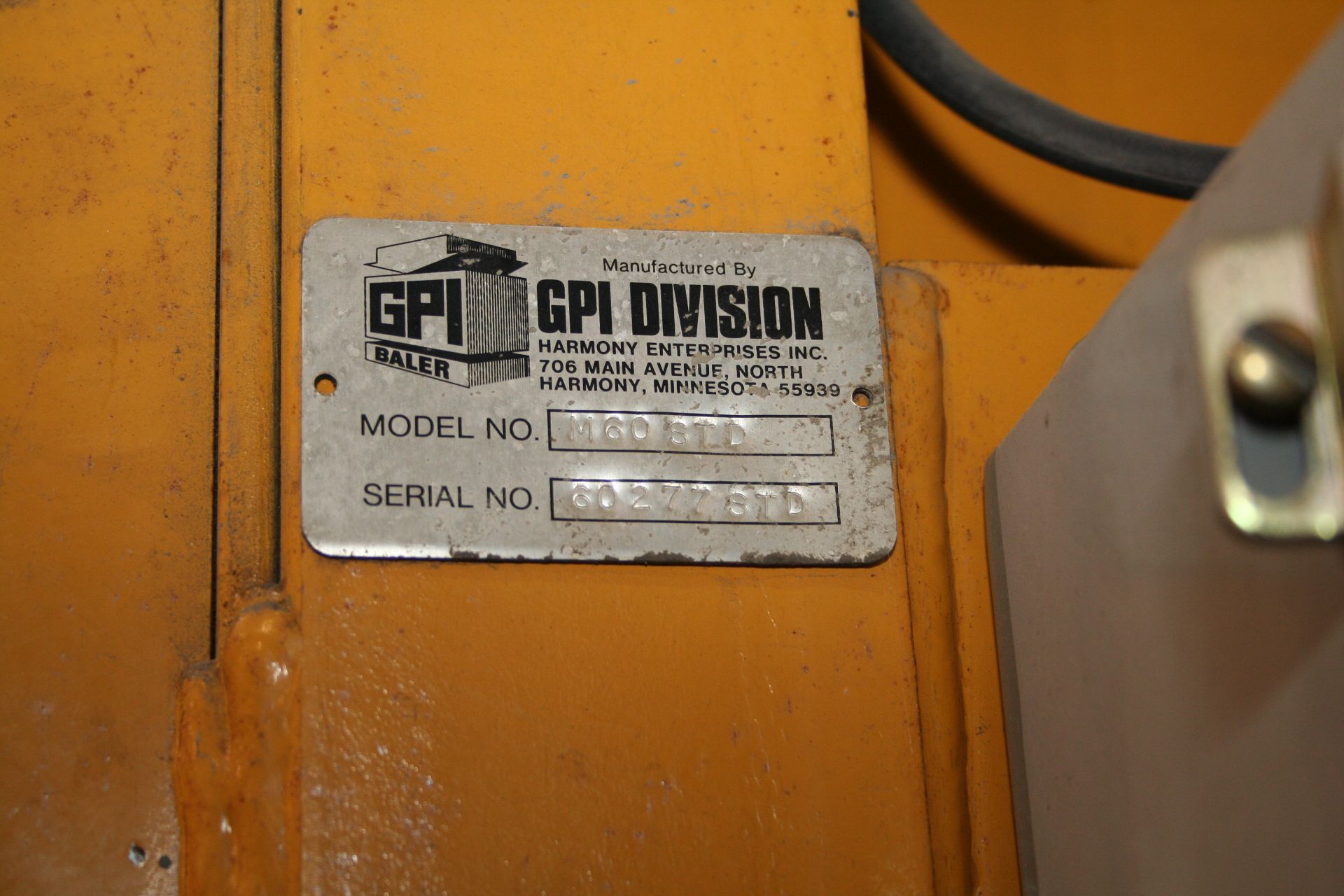 GPI Baler, Cardboard Bailer, Model M60STD, Ser# 60277STD - Image 3 of 3