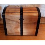 A contemporary craftsman made "Pirate's treasure chest", iron banded timber, possibly beech, with