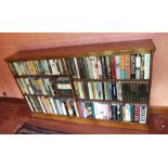 A Victorian oak bookcase, having two columns of adjustable shelves, on pollard plinth base, 1.7m