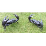 Two 20th century bronze crabs in raised fighting pose, 31cm high