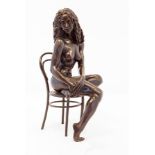 Ronald Cameron (British 1930-2013) Nude girl seated on a chair, bronze with dark brown patination,