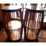 "Nigel Brown of Halstock " two lobster pot design craftsman made tables with under tiers, 46cm high