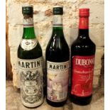 Martini Dry, 2 bottles, Dubonnet, 1 bottle Croft Original Sherry, 2 litre bottles and 1 bottle (6)