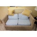 A woven rope twist three-piece conservatory suite of square box form comprising; a two-person settee