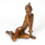 Desmond Fountain (b.1946) A bronze figure of a coyly posed seated nude signed and numbered 1/12,