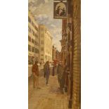 PETER BROWN NEAC Cleveland Street, oil on canvas, 99cm x 49cm (Messum's Gallery label on the