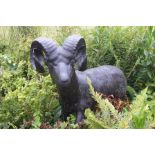 A 20th century bronze ram with impressive spiral horns standing four square, 85cm high