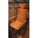 A "De Sede" DS2100 designer executive office swivel skeleton chair of steel construction, with