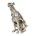 A continental silver dog, post 1976, naturalistically modelled and cast in seated position, import