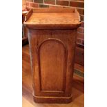 A late Victorian figured timber, possibly ash, pedestal cupboard, having gallery back, with arched