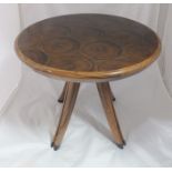 A "Sean Feeney" contemporary craftsman made wine table, the top inlaid with specimens of cross cut