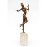 Dominic An Art Deco style bronze "Nova", figure of a naked young woman, standing on tip toes of