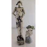 Sally MacDonell of Bath A studio ceramic sculpture of a nude girl standing, on block base, 38cm
