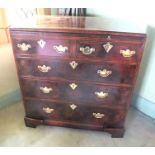 A 19th century crossbanded walnut chest converted to a television cabinet, containing a "Bang &