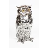 A large continental silver owl cigarette holder, Berthold Muller, import mark for London 1927,