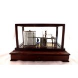 A 20th century "Casella" of London barograph, mahogany framed, with drawer below for recorder