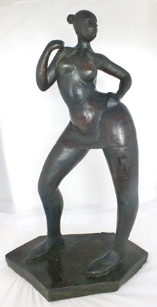 A 20th century plaster sculpture in the manner of Robert Crumb, "Fantasy" a stylized woman, in - Image 3 of 4