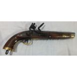 A Belgian Flintlock pistol, 19th century, barrel bears "ELG" stamp, the lock plate a "V" below a