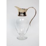 A silver mounted glass claret jug, Mappin & Webb, Sheffield 2000, the glass of baluster form with