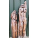 David Johnson "Highfield's Nudes" three carved ash sculptures, height 100cm and 130cm
