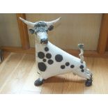 A modern art pottery crackle glazed Spanish-style figure of a bull, 40cm high