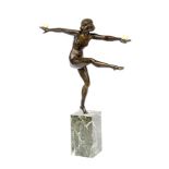 Marcel Bouraine (French, b.1886-d.1948) An Art Nouveau bronze figure of a naked young female