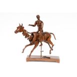 A 19th century articulated beech artist's model of a horse and detachable rider, mounted on