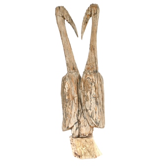 African Tribal Art, MADAGASCAR, 19th century, carved wood bird form Mijoa, 114cm high. These