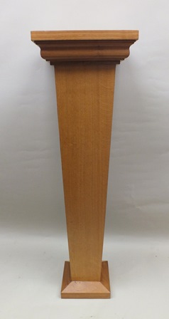 A contemporary oak plinth, squared tapering stem, 28.5cm square top, 93.5cm high