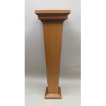 A contemporary oak plinth, squared tapering stem, 28.5cm square top, 93.5cm high