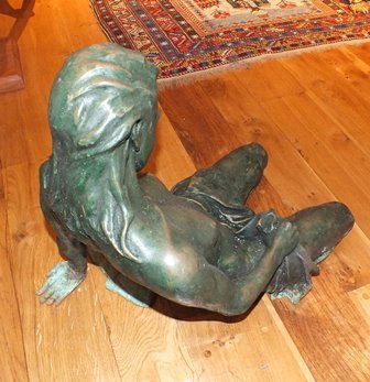 A 20th century bronze of a young woman, semi naked draped with fabric, kneeling, 45cm high ( - Image 5 of 7