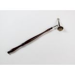 A silver mounted candle snuffer, Mappin & Webb, Sheffield 1989, with turned wood handle and flambeau