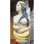 STEVE CONWAY A figure head of a semi naked maiden, carved wood and polychrome, height 1.17m