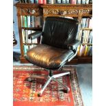 A button back leather upholstered office swivel chair