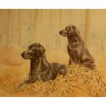 ROS GOODY Two Black Retrievers, limited edition print, signed and numbered 204/850 in pencil, 42cm x