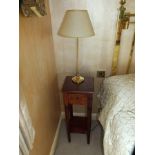 A pair of modern hardwood bedside tables, 31cm wide, 78cm high together with a pair of modern gilt