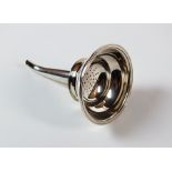 A silver wine funnel, Hugh Johnson, Birmingham 1994, of typical plain polished form with reeded rim,