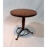 A contemporary "Michael Reed design" occasional table, having burr veneer top, on ring turned stem