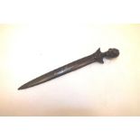Carl Payne A bronze letter opener, the handle cast as the head and shoulders of a young woman, her