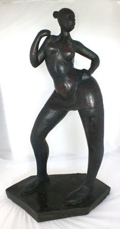 A 20th century plaster sculpture in the manner of Robert Crumb, "Fantasy" a stylized woman, in - Image 2 of 4